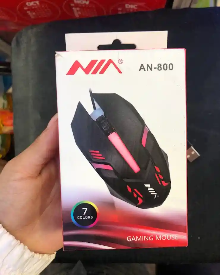 Mouse Alambrico Con Cable Nia Negro Con Luz