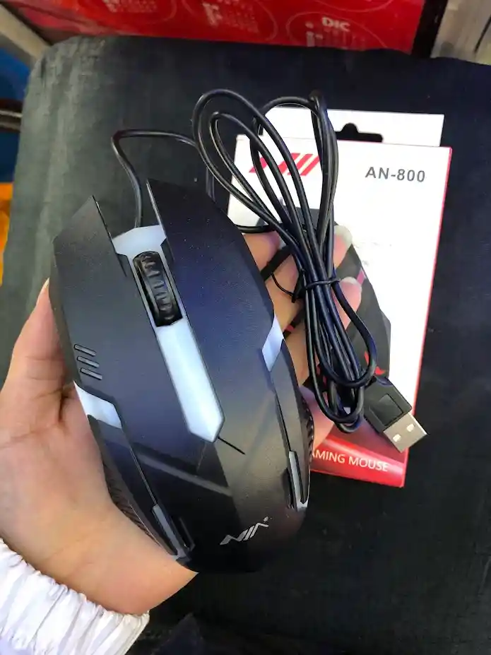 Mouse Alambrico Con Cable Nia Negro Con Luz