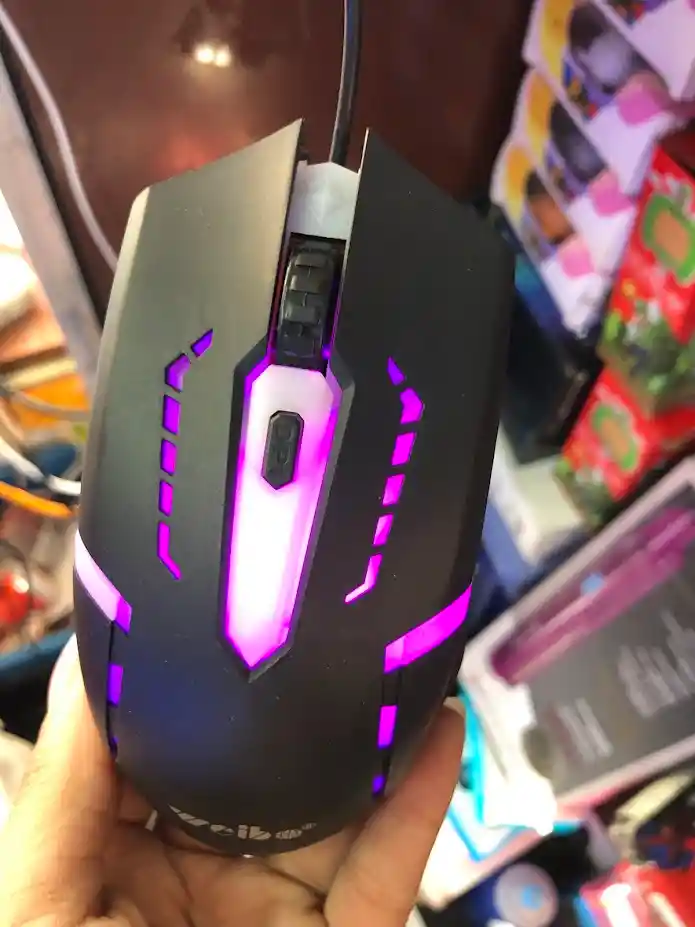 Mouse Alambrico Con Cable Weibo Negro Con Luz