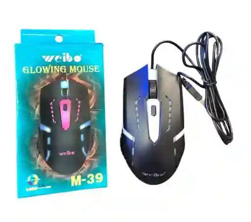 Mouse Alambrico Con Cable Weibo Negro Con Luz