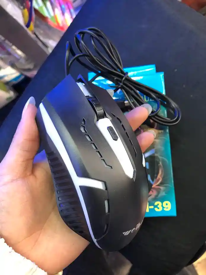 Mouse Alambrico Con Cable Weibo Negro Con Luz