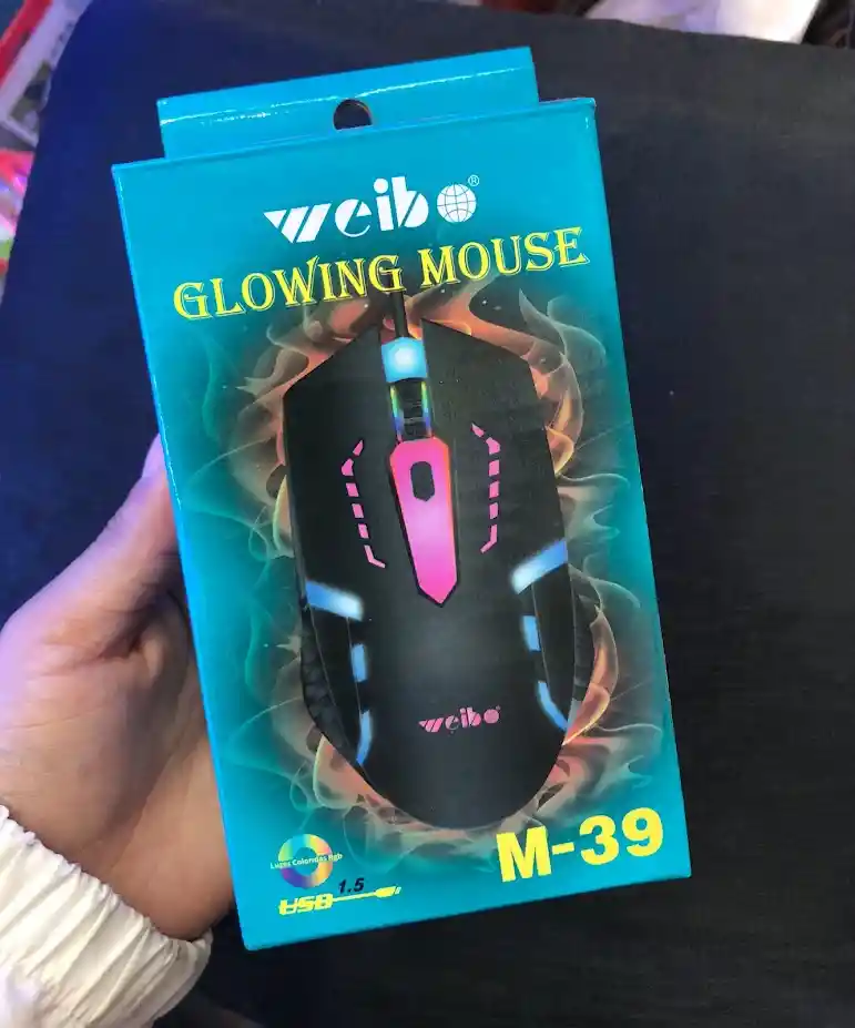 Mouse Alambrico Con Cable Weibo Negro Con Luz
