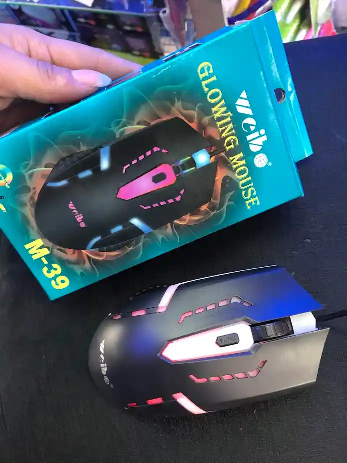Mouse Alambrico Con Cable Weibo Negro Con Luz
