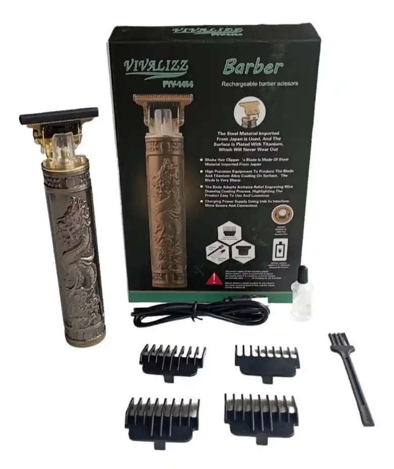 Afeitadora Dorada Portatil Barbera Recargable