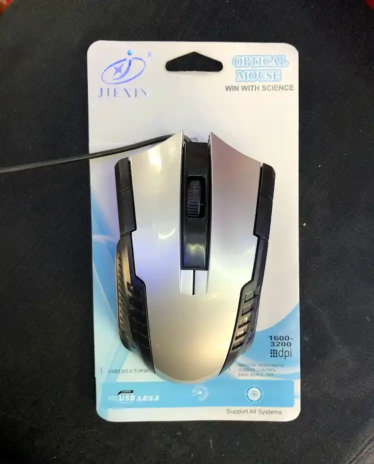 Mouse Alambrico Con Cable Jiexin Gris Con Negro