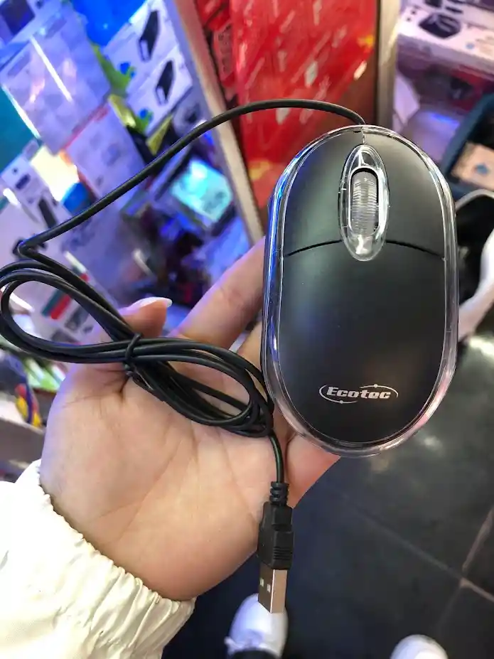 Mouse Alambrico Con Cable Ecotec Negro Con Luz