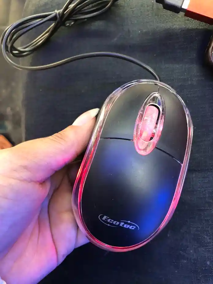 Mouse Alambrico Con Cable Ecotec Negro Con Luz