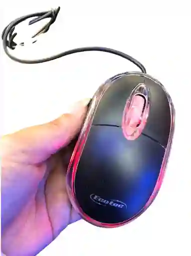 Mouse Alambrico Con Cable Ecotec Negro Con Luz