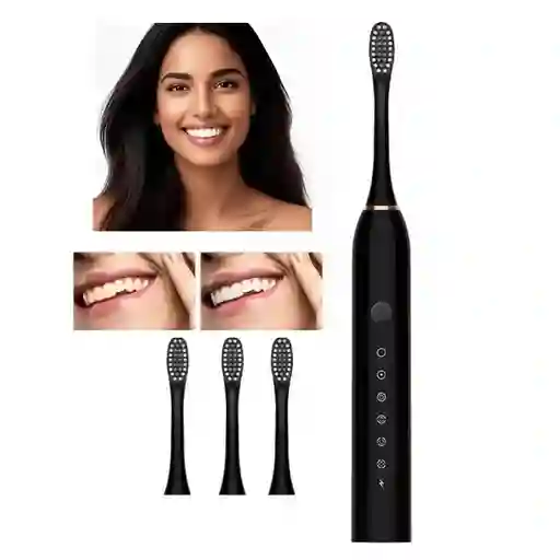 Cepillo De Dientes Eléctrico + 4 Cabezales Gratis Negro