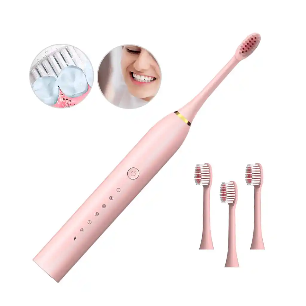 Cepillo De Dientes Eléctrico Recargable De Limpieza Rosado