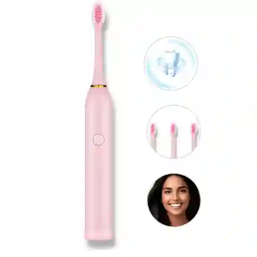 Cepillo Eléctrico Dental Impermeable 4 Cabezales Rosado