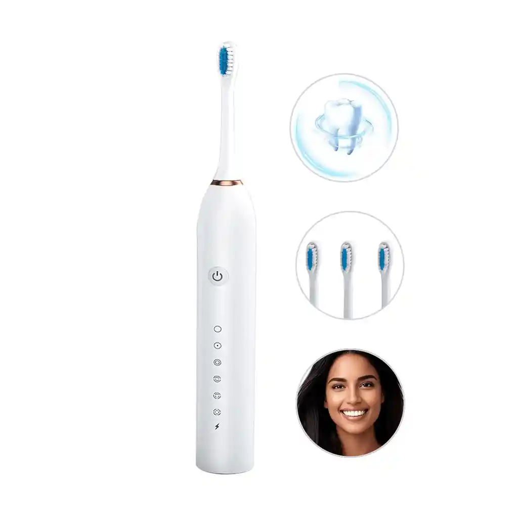 Cepillo Inteligente Efectivo Cable Usb + 4 Repuestos Blanco