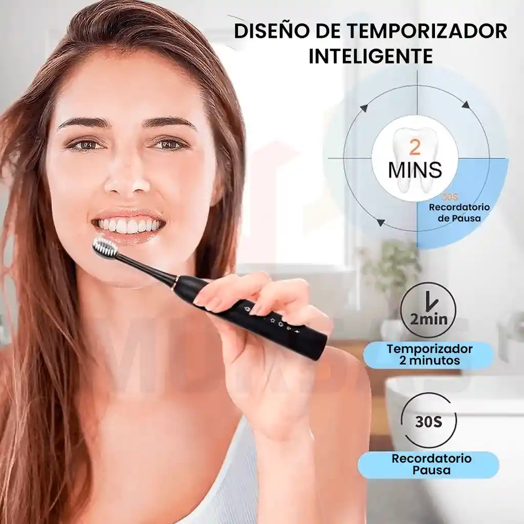 Cepillo De Dientes Eléctrico 4 Cabezales Carga Rápida Negro