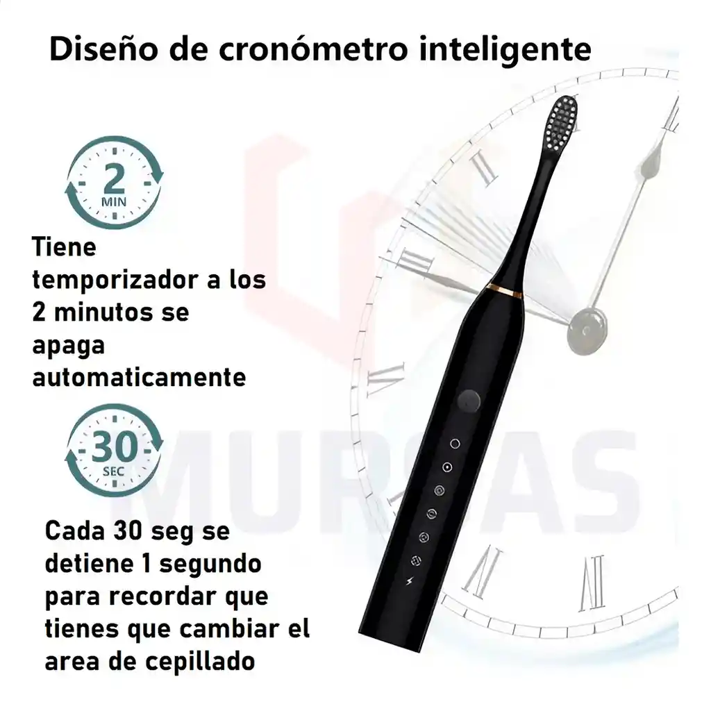 Cepillo De Dientes Eléctrico 4 Cabezales Carga Rápida Negro