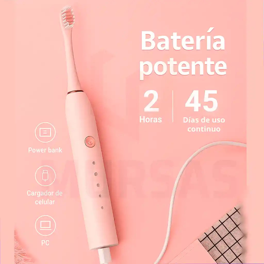 Cepillo De Dientes Eléctrico Recargable De Limpieza Rosado
