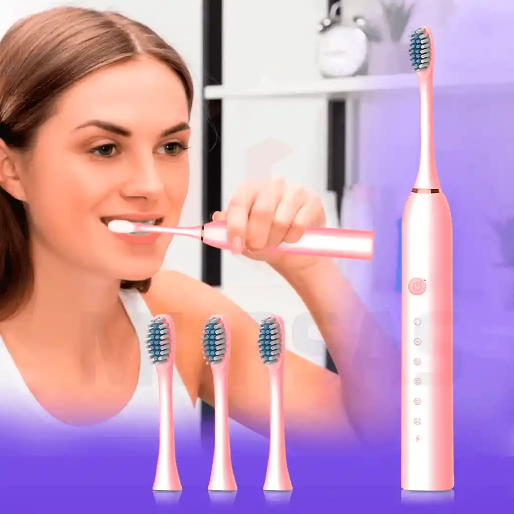 Cepillo De Dientes Eléctrico Recargable De Limpieza Rosado