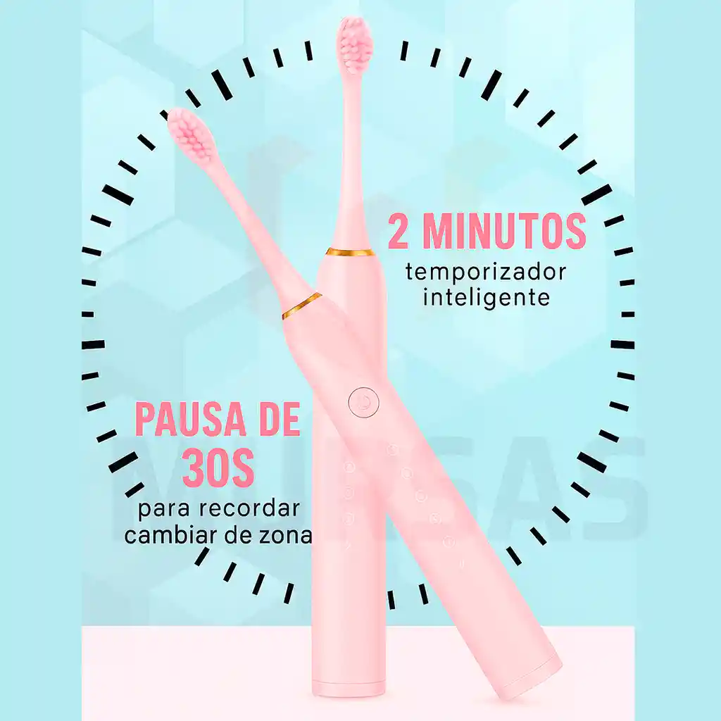 Cepillo Eléctrico Dental Impermeable 4 Cabezales Rosado