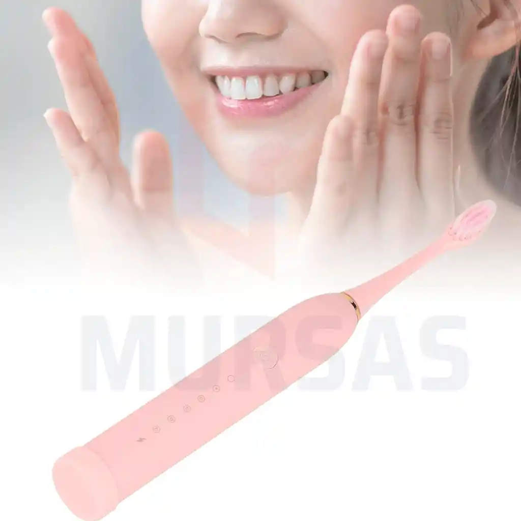 Cepillo Eléctrico Dental Impermeable 4 Cabezales Rosado