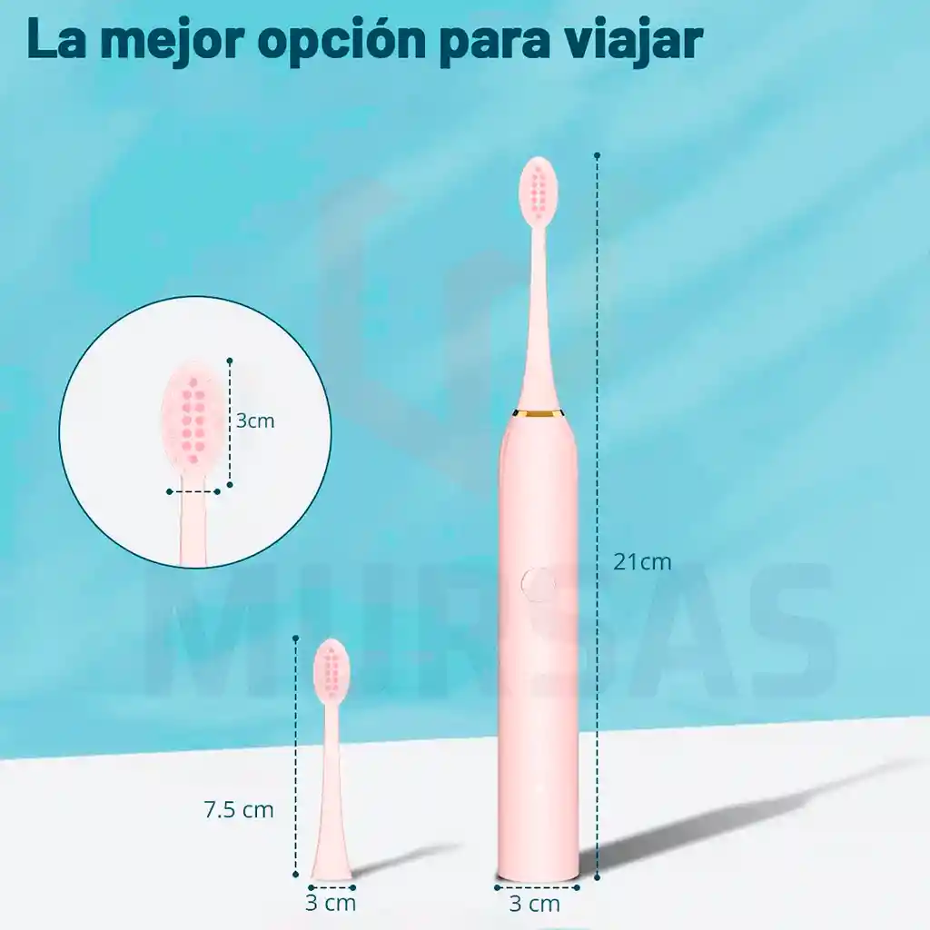 Cepillo Eléctrico Dental Impermeable 4 Cabezales Rosado