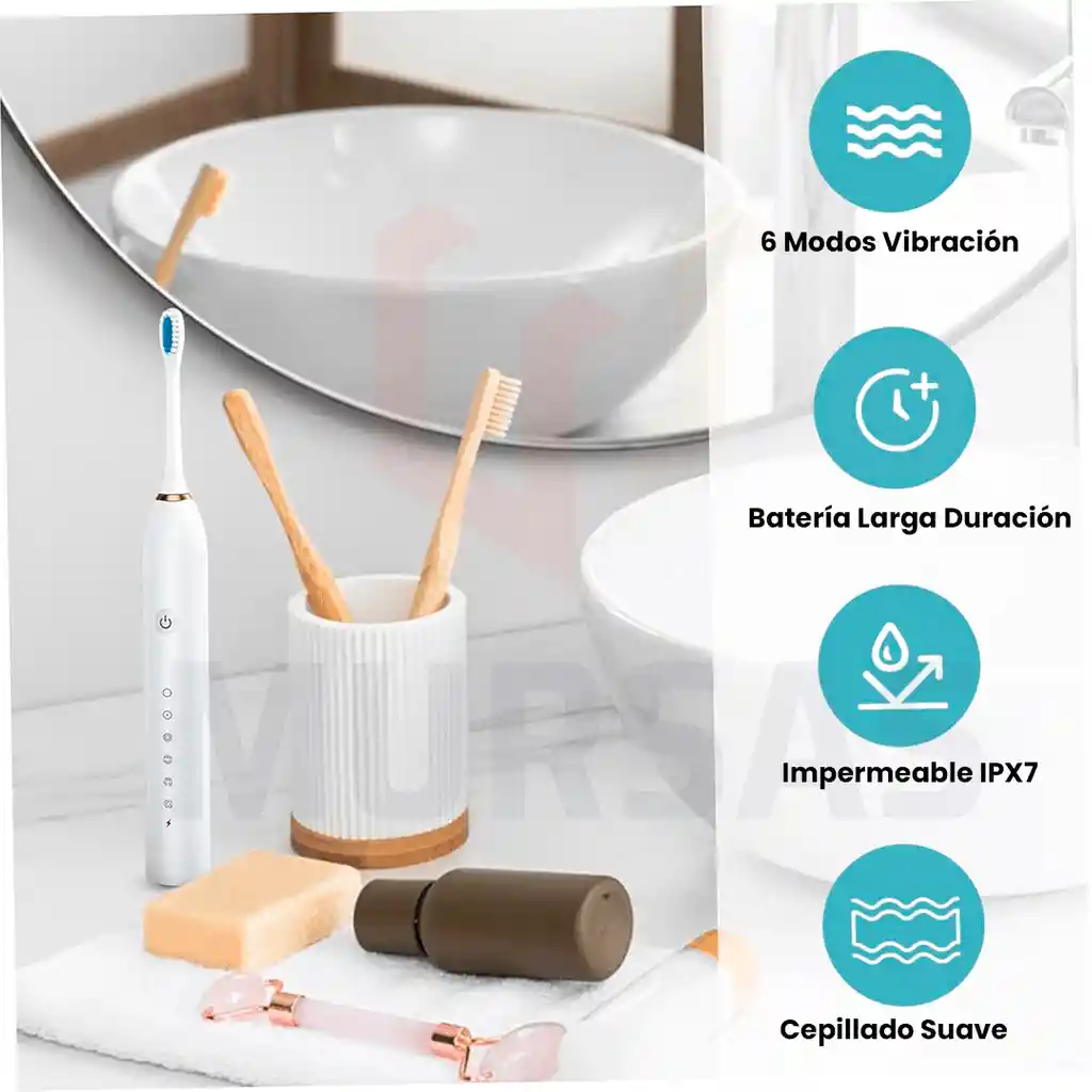 Cepillo Inteligente Efectivo Cable Usb + 4 Repuestos Blanco