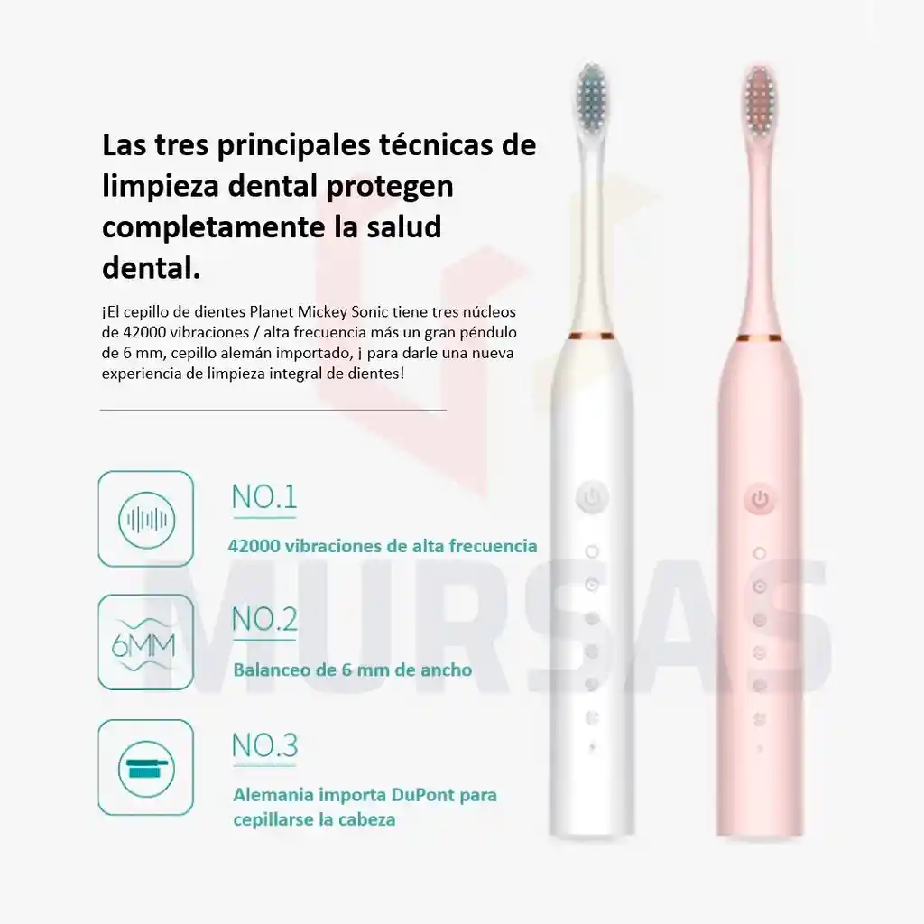 Cepillo Dental Electrico Recargable 4 Cabezales Blanco