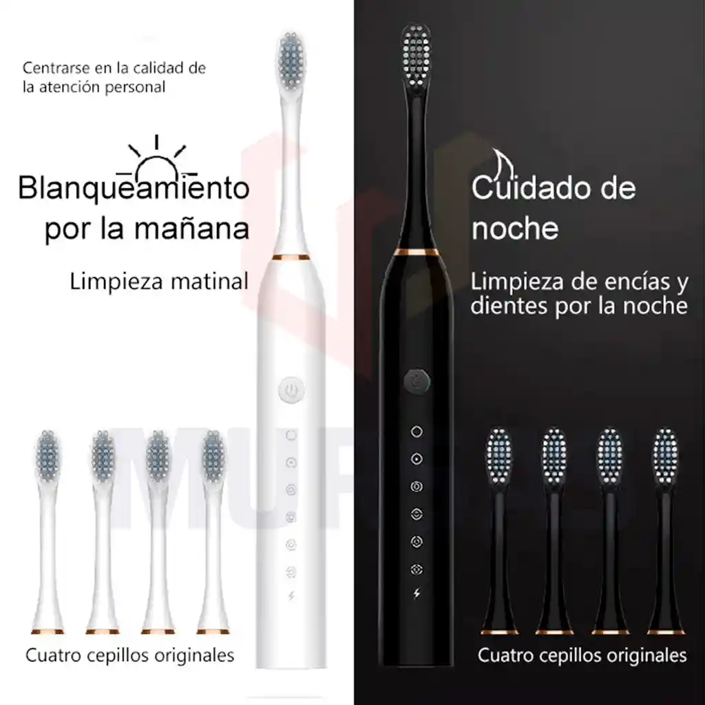 Cepillo Dental Electrico Recargable 4 Cabezales Blanco