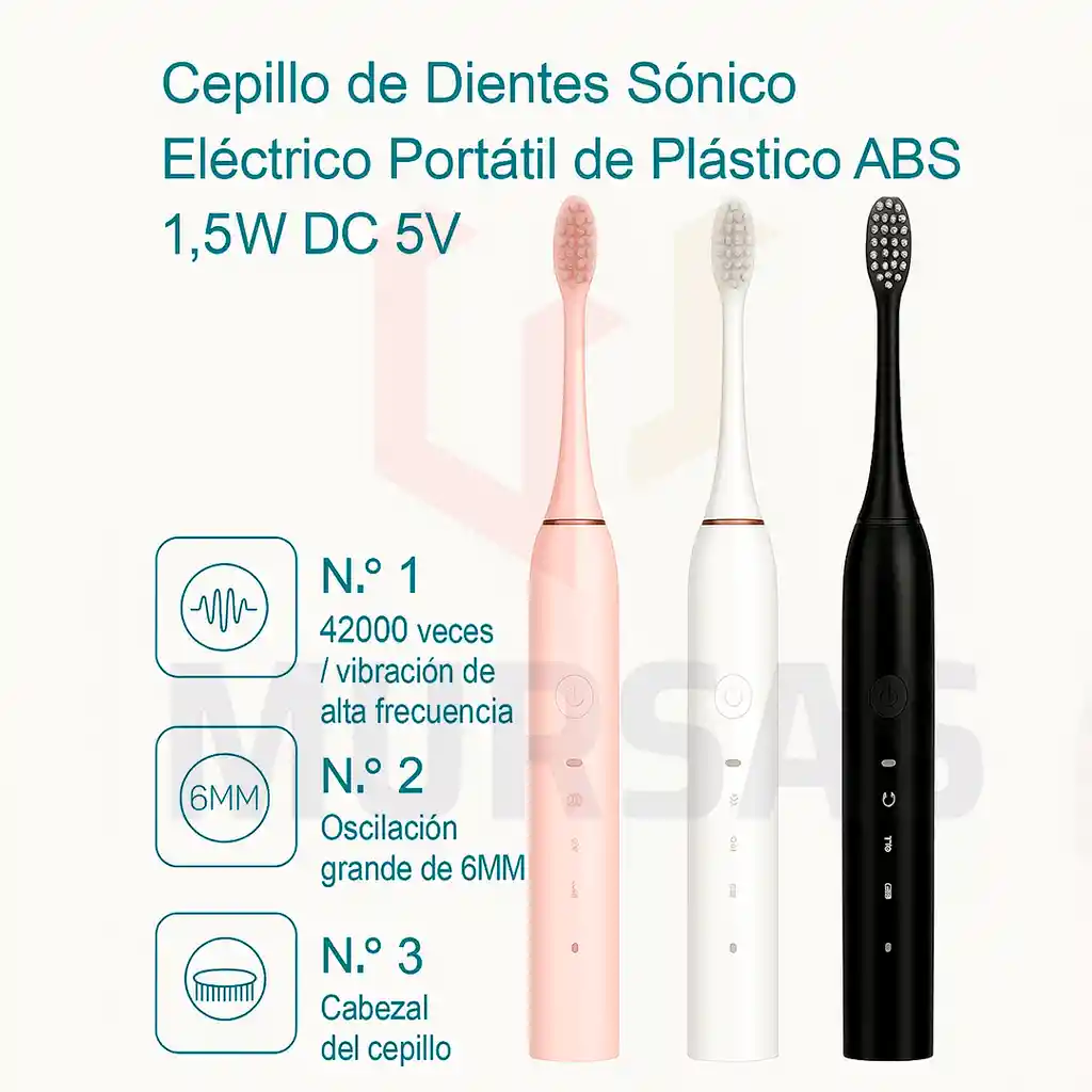 Cepillo Cuidado Dental Electrico Recargable 6 En 1 Blanco