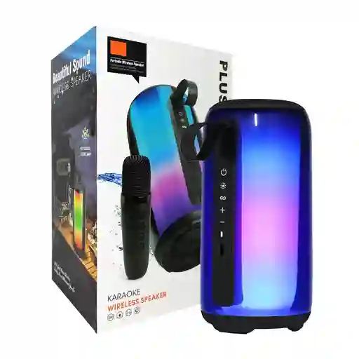 Parlante Bluetooth Recargable Efectos Luz Rgb 360 Usb 10w Karaoke Micrófono