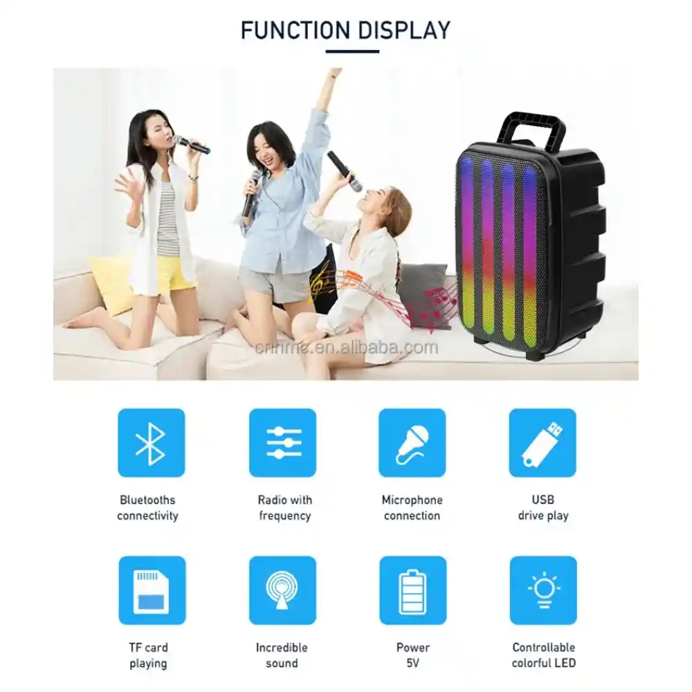 Parlante Recargable Excelente Sonido Micrófono Luces Led Control Remoto