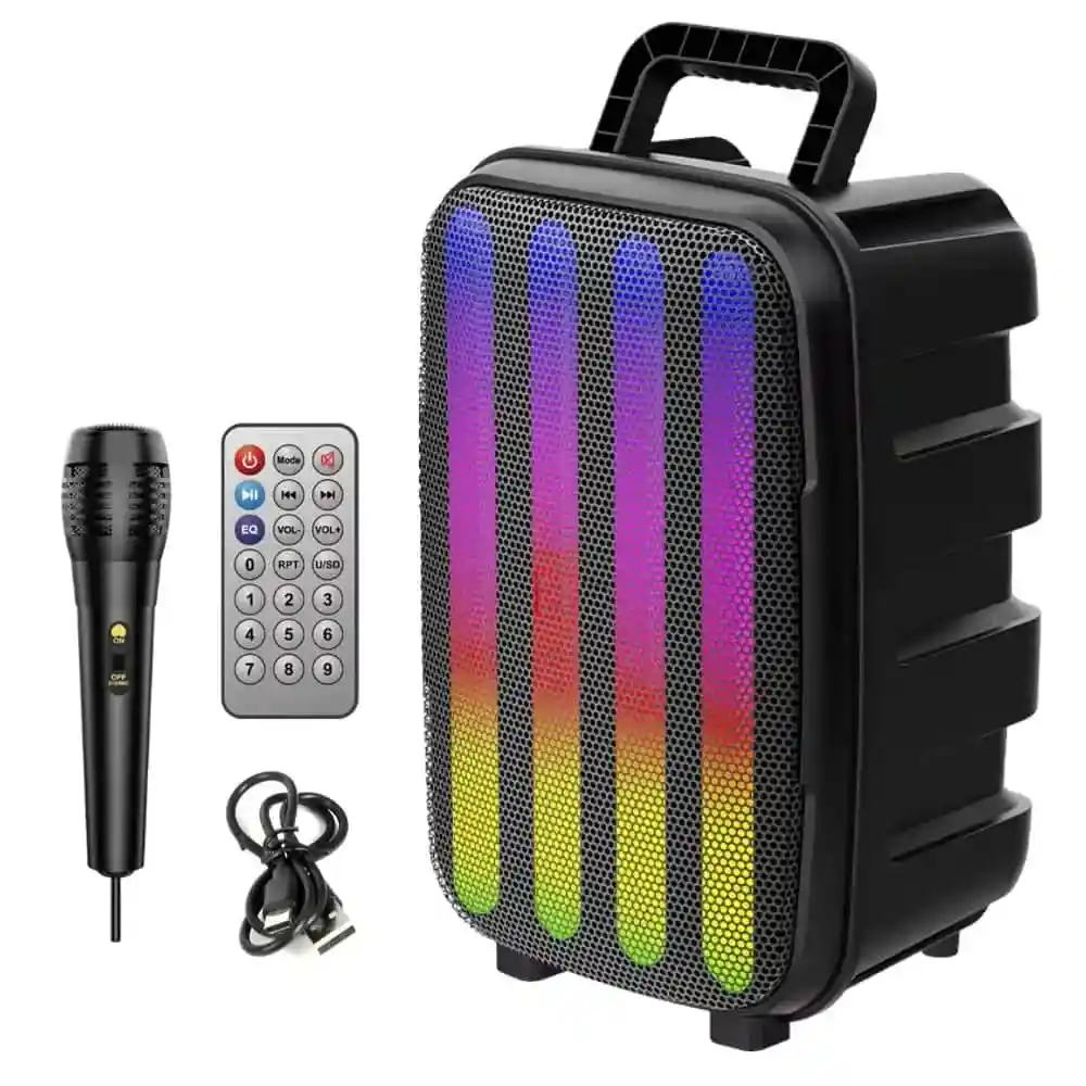 Parlante Recargable Excelente Sonido Micrófono Luces Led Control Remoto