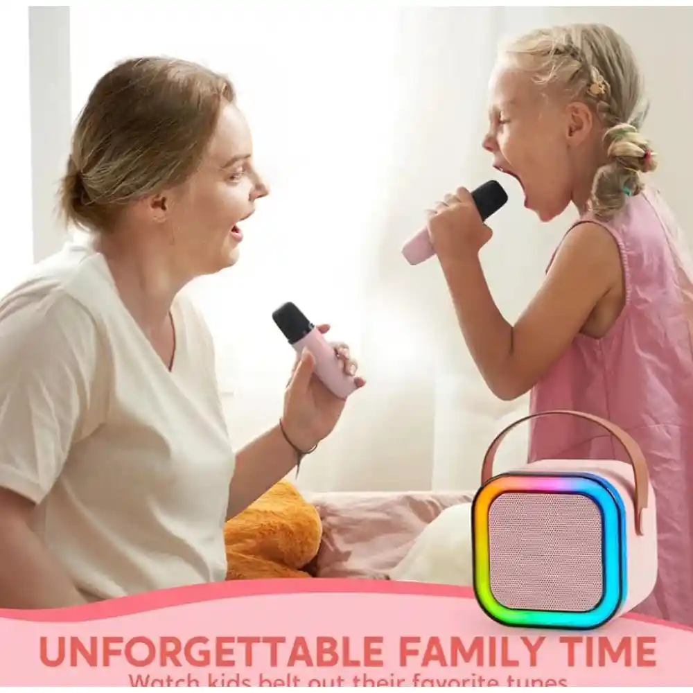 Parlante Altavoz Bluetooth Portátil Karaoke 2 Micrófonos