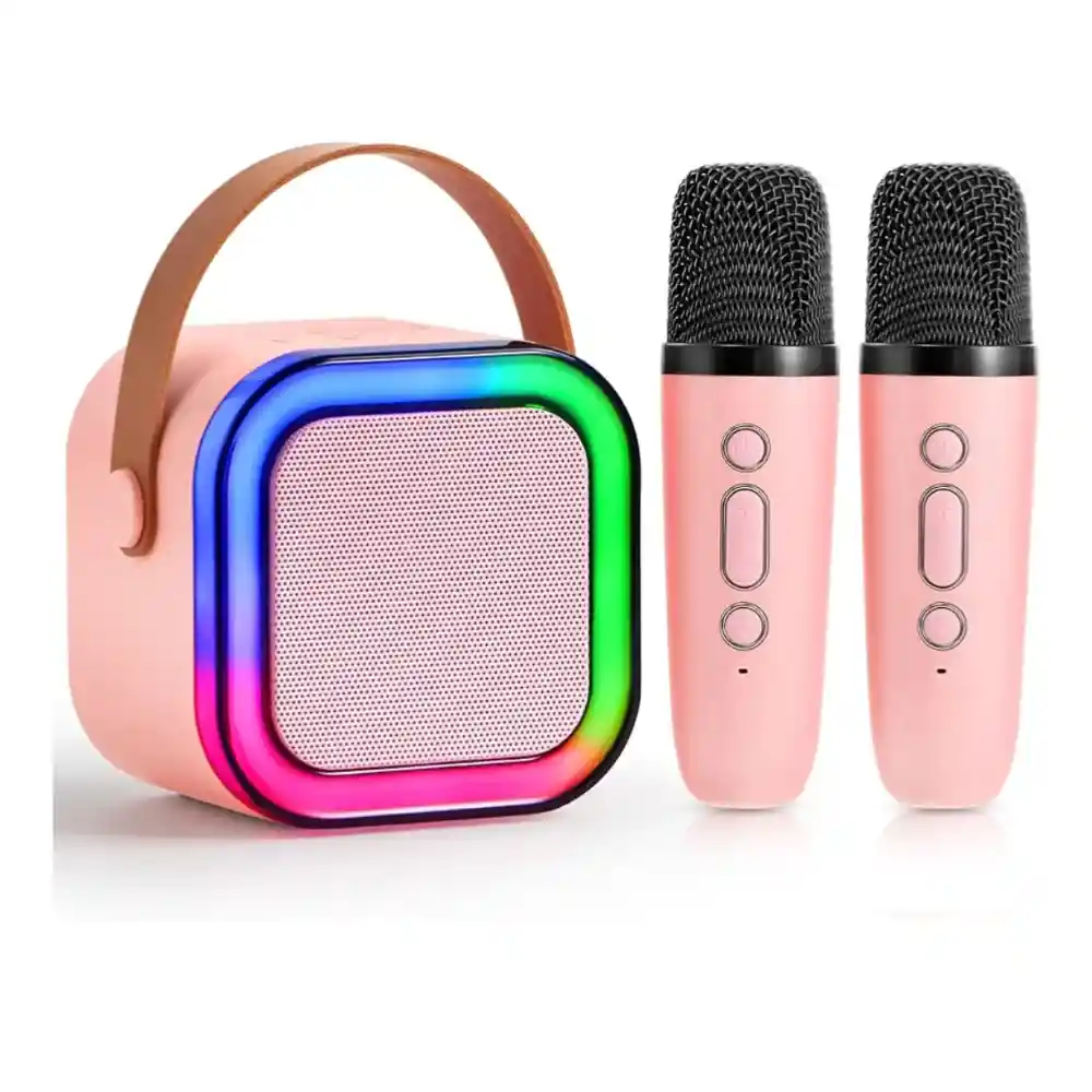 Parlante Altavoz Bluetooth Portátil Karaoke 2 Micrófonos