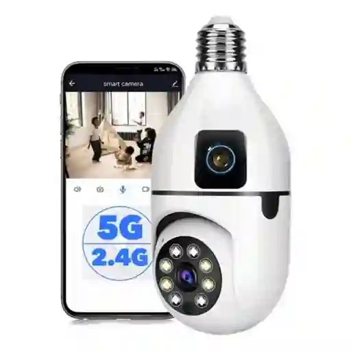 Cámara De Seguridad Doble Lente Bombillo Wifi