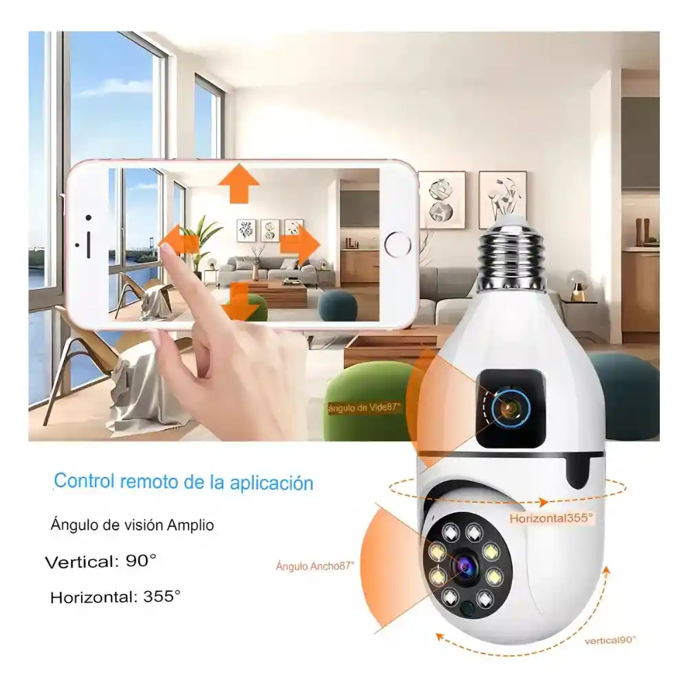 Cámara De Seguridad Doble Lente Bombillo Wifi
