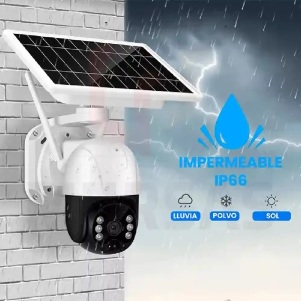 Cámara Panel Solar Ptz Full Hd Exterior Alarma Gira 360°