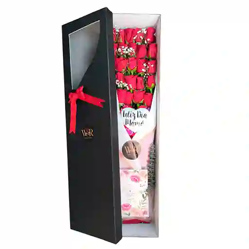 24 Rosas Premium En Caja De Lujo