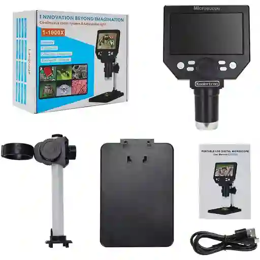 Microscopio Digital Electrónico Usb Con Base Pantalla Recargable