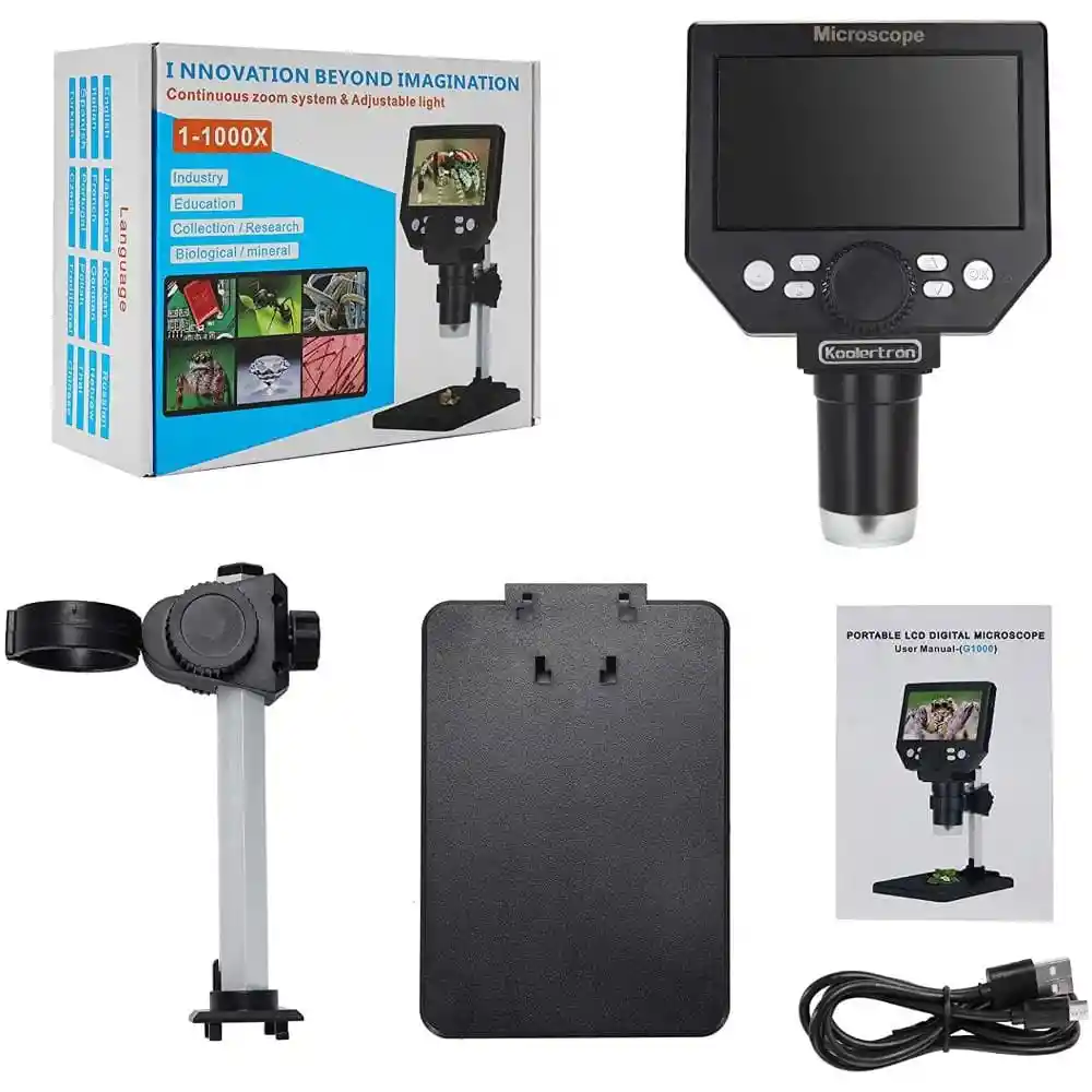 Microscopio Digital Electrónico Usb Con Base Pantalla Recargable