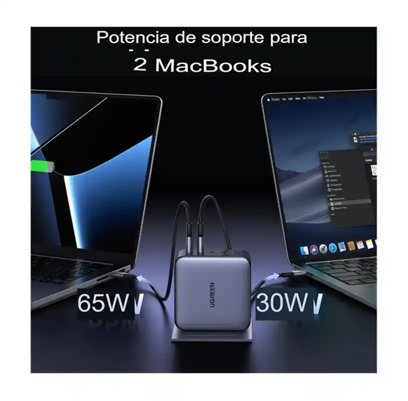 Cargador Ugreen Carga Rápida 100w 5 Puertos 4 Usb C 1 Usb A