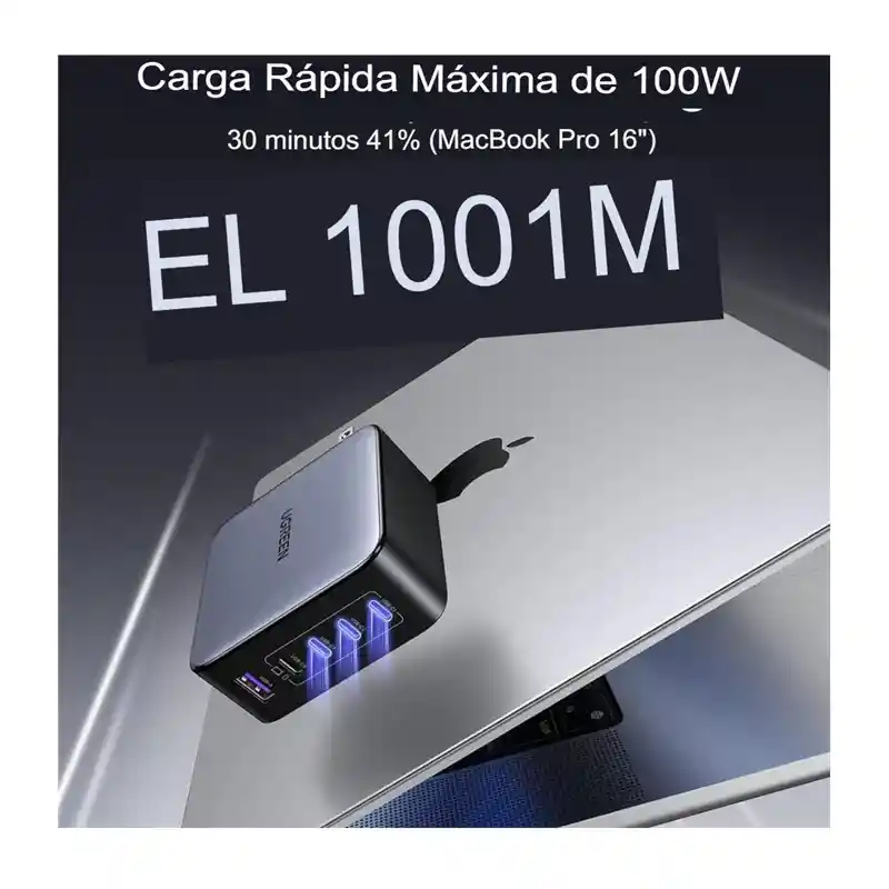 Cargador Ugreen Carga Rápida 100w 5 Puertos 4 Usb C 1 Usb A