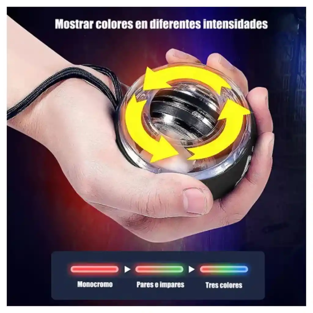 Ejercitador De Fuerza Giroscópico Powerball Led Para Muñec