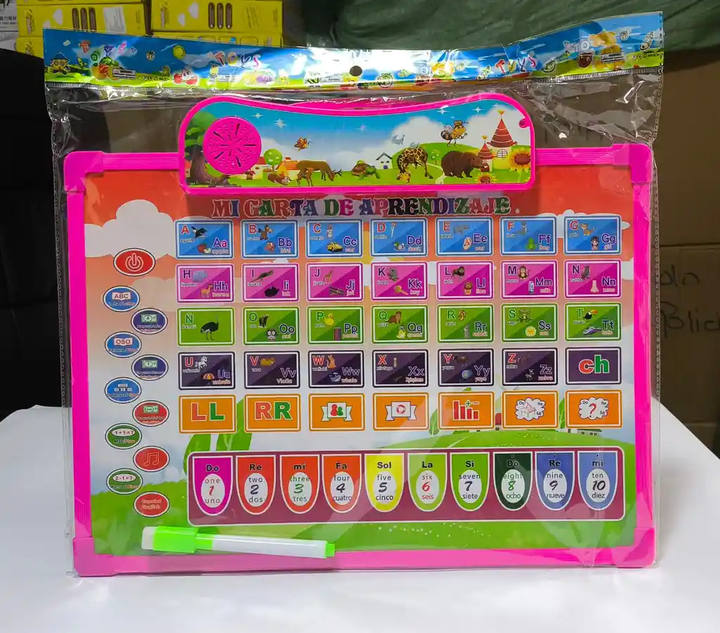 Tablero Inteligente Con Sonidos Didáctico Doble Cara Rosado