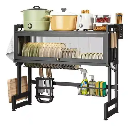 Escurridor Platos Cocina Con Gabinete Color Negro