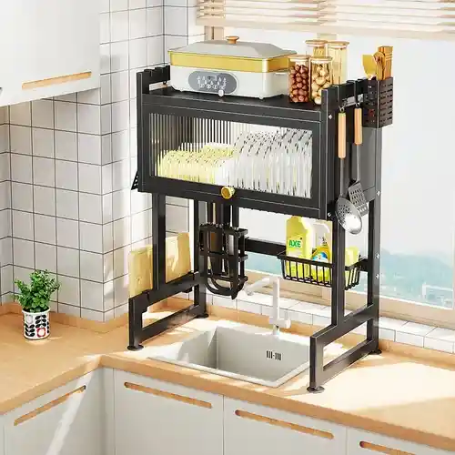 Escurridor Platos Cocina Con Gabinete Color Negro