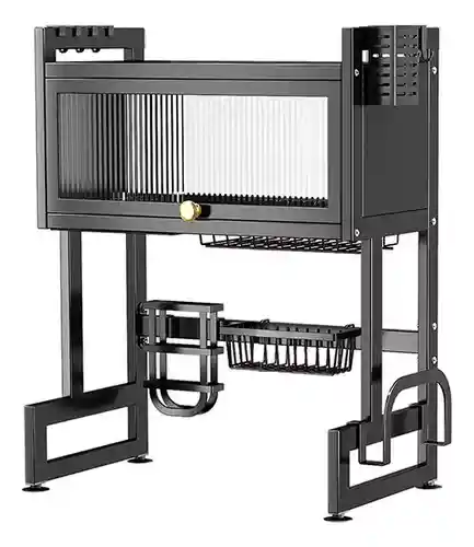 Escurridor Platos Cocina Con Gabinete Color Negro