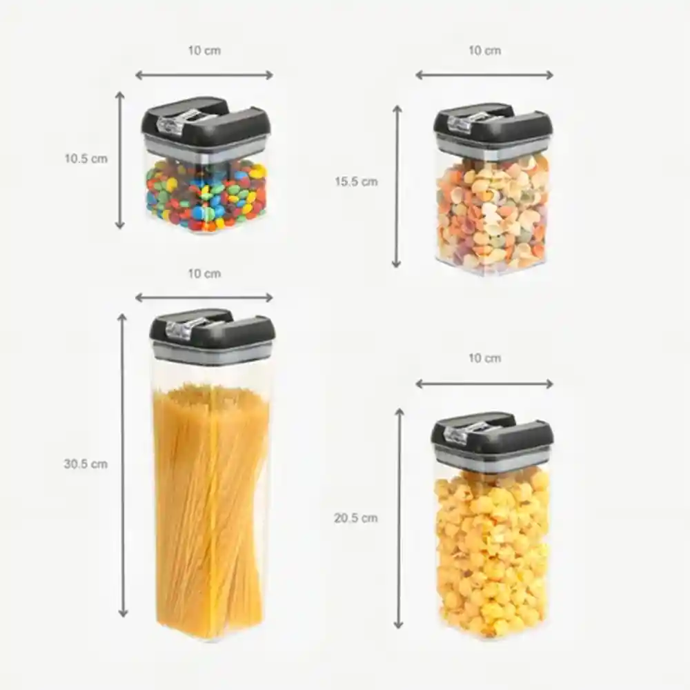 Organizador Frasco Hermetico Cocina Tupper Recipiente X7 Color Negro