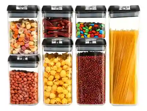 Organizador Frasco Hermetico Cocina Tupper Recipiente X7 Color Negro