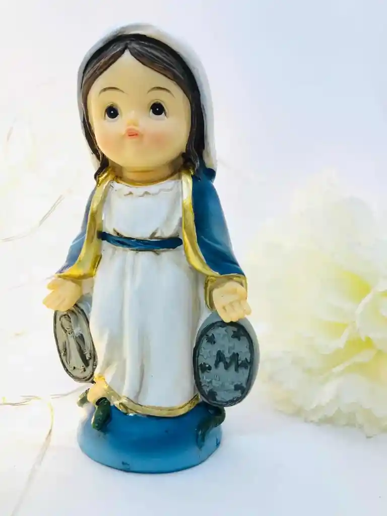 Figura Religiosa Virgen Milagrosa Carita De Bebé 10cm Porcelana Italiana Firenzi