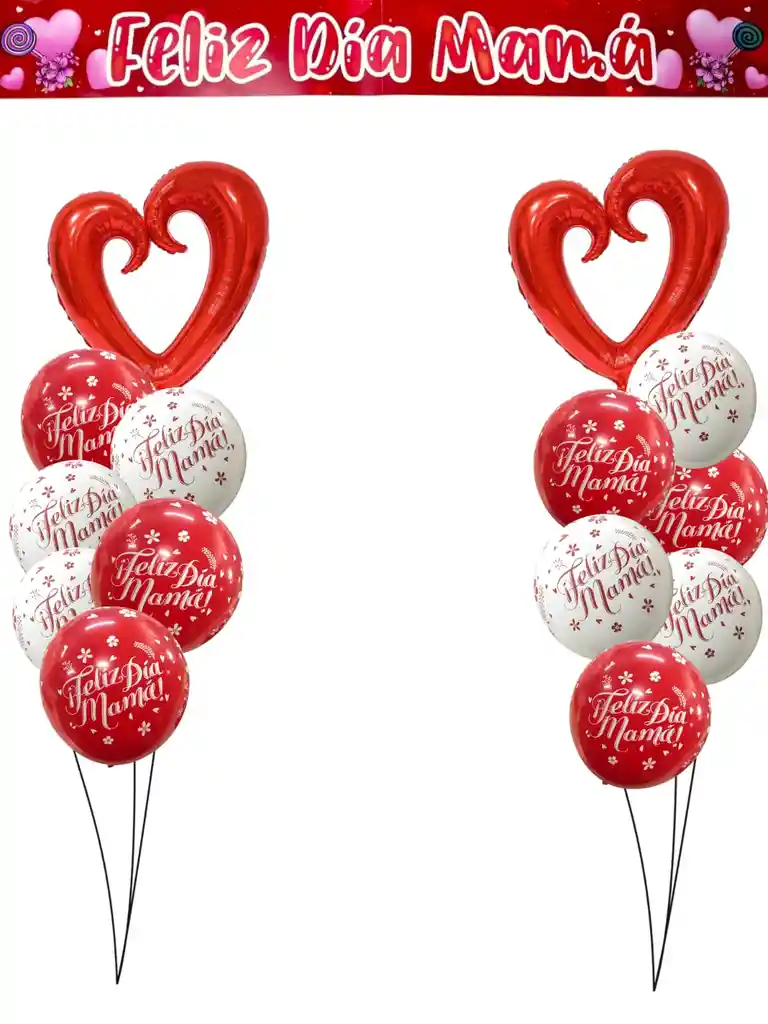 Globos Feliz Día Mama Y Banner Decoración Madre