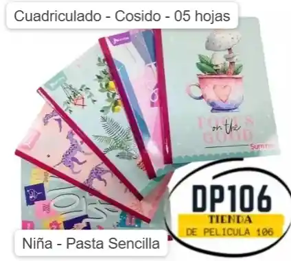 Cuaderno Cuadriculado Diseño Niña X 50 Hojas